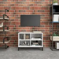 Prolenta Maison Exclusive - Meuble TV avec pieds métalliques Blanc 69,5x30x50cm