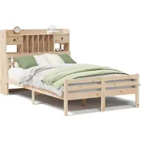 Syfax Lit bibliothèque sans matelas 135x190 cm bois de pin massif