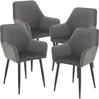 En.casa Chaise de salle à manger 'Hollola' lot de 4 Chaise rembourrée avec accoudoirs velours gris foncé