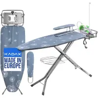 Kadax Planche à repasser avec prise électrique "Aleglo", Table à repasser pliable avec centrale vapeur, 169 cm, Bleu foncé