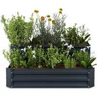 Blumfeldt Jardinière Surélevée 2 Niveaux, 405L en Acier Galvalume Résistant à la Corrosion, 120x90 cm, Pour Légumes & Herbes – Design Ouvert pour Drainage Optimal & Montage Facile