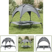 The Living Store Lit pour chien avec toit Anthracite Tissu Oxford et acier