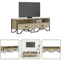 The Living Store Armoire TV Chêne Sonoma 122x34x41 cm Matériau dérivé du bois