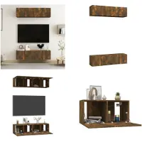 vidaXL Armoires murales TV 4 pcs. Chêne fumé 60x30x30 cm Bois composite - Meuble TV mural - Meubles TV muraux - Meubles TV