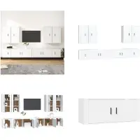 vidaXL 8 pcs. Ensemble d'armoires TV blanc en bois composite - Ensemble d'armoires TV - Ensemble d'armoires TV - Meuble-paroi