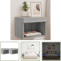 The Living Store Tables de chevet murales avec lampes LED 2 pcs. Gris Sonoma