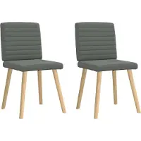 Syfax Chaises à manger lot de 2 gris foncé tissu