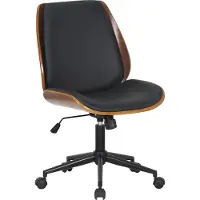 CLP Chaise de bureau Mitch - Similicuir, bois, structure chromée - Noir