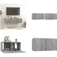 vidaXL Meuble TV mural Gris Sonoma 2 pièces 60x30x30 cm Bois composite - Meuble TV mural - Armoire TV - Meubles TV