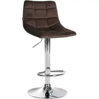 CLP Tabouret de bar Jerry, revêtement en velours, réglable en hauteur et pivotant à 360°, couleur marron. Structure chromée