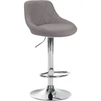 CLP Tabouret de bar Lazio tissu réglable en hauteur et pivotant à 360 degrés,gris chromé