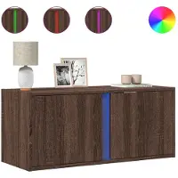 vidaXL Armoire TV murale avec éclairage LED aspect chêne 80x31x35 cm