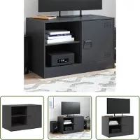 The Living Store Armoire TV noire 67x39x44 cm Acier
