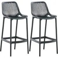 CLP Ensemble de 2 tabourets de bar "Air" en plastique, avec dossier, résistants aux intempéries et aux UV, capacité jusqu'à 160 kg | Couleur : gris foncé