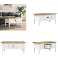 vidaXL Table basse BODO Blanc et marron 100x55x45 cm Bois massif Pin - Table basse - Tables basses - Table d'appoint - Table de salon