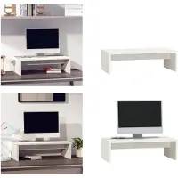 vidaXL Support d'écran Blanc 50x27x15 cm Pin massif - Support d'écran - Rehausse de bureau - Rehausse d'écran - Rehausses d'écran