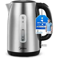 Midea Bouilloire MKE17M1ADS en acier inoxydable, 1,7 l, sans BPA, 2200 W, qualité supérieure