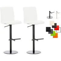 CLP - Ensemble de 2 tabourets de bar Cadix, revêtus de similicuir, pivotants et réglables en hauteur, jusqu'à 240 kg | Couleur : blanc. Structure : noire