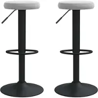 Syfax Tabourets de bar lot de 2 gris clair velours