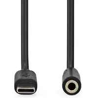 Nedis USB-C Adapter - USB 2.0 - USB-C mâle - 3,5 mm femelle - 1,00 m - Rond - Nickelé - PVC - Noir - Etiquette