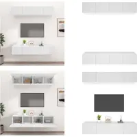 vidaXL Armoires TV 4 pcs. Blanc 80x30x30 cm Bois composite - Meuble TV - Meubles TV - Meubles TV muraux