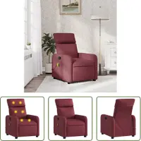 The Living Store Fauteuil de massage tissu rouge vin
