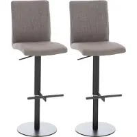 CLP - Ensemble de 2 tabourets de bar Cadix, avec revêtement en tissu, pivotants et réglables en hauteur, jusqu'à 240 kg. Couleur : gris foncé. Structure : acier inoxydable