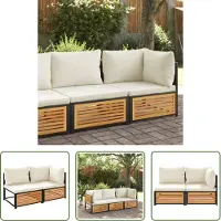 The Living Store Canapé de jardin avec coussins 2 places en bois massif d'acacia