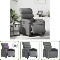 The Living Store Fauteuil de massage électrique gris similicuir
