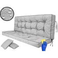 Hobbygarden Coussin de banc Coussin de sol pour banc de jardin Coussin de balançoire Coussin pour balançoire hollywoodienne Outdoor / Indoor - Pola - 120 cm - Gris clair
