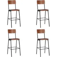 The Living Store Tabouret de bar 4 pcs. Contreplaqué massif acier