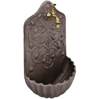 Relaxdays Fontaine murale extérieure antique en fonte brune 40-x-24-x-15-cm Décoration de jardin