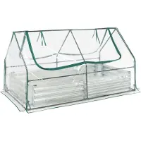En.casa kit jardinière surélevée 3 en 1 avec serre 'Balsorano' acier avec film PVC 186 x 96 x 98 cm Transparent