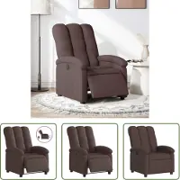 The Living Store Fauteuil Relax Electrique Tissu Marron Foncé