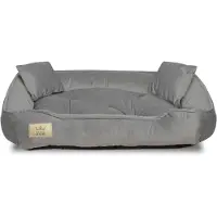 AIO Factory Panier pour chien, parc à jeux, 75 x 65 cm, velours gris