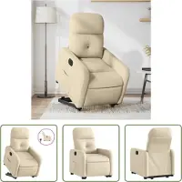 The Living Store Fauteuil relax avec releveur électrique Crème Tissu