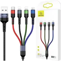 Usams U26 Câble tressé 4W1 0.35M 2Charge rapide (2Xlightning/Microusb/Usb-C) Sj411Usb01 (Us-Sj411)