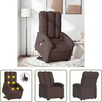 The Living Store Fauteuil de massage avec releveur Tissu brun foncé