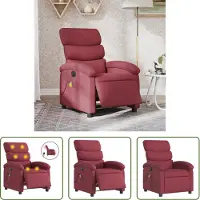 The Living Store Fauteuil de massage électrique vin rouge tissu