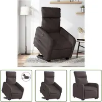The Living Store Fauteuil relax releveur électrique Tissu marron foncé