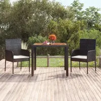 Prolenta Maison Exclusive - Table de jardin avec plateau en bois noir 90x90x75 cm Poly Rotin