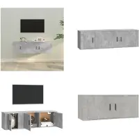 vidaXL 2 pcs. Set d'armoire TV gris béton bois composite - Set d'armoire TV - Armoire TV - Support TV