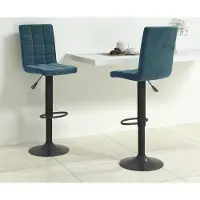 Prolenta Maison Exclusive - Tabourets de bar, lot de 2, velours bleu
