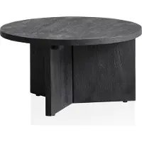 Wohnling Table basse 60x60x33 cm Mango Bois massif Noir Table basse ronde Table de salon à trois pieds Table basse de salon Moderne