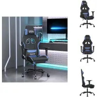 vidaXL Chaise de jeu avec repose-pieds noir et bleu Tissu - Fauteuil de jeu
