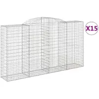 vidaXL Gabions avec arc surélevé 15 pcs 300x50x160/180cm Fer galvanisé