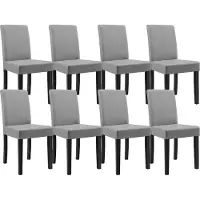 En.casa [] 8 chaises rembourrées (gris clair) (Haute qualité) avec pieds en bois massif / recouvert de similicuir / élégantes /