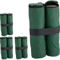 Relaxdays Sacs de sable pour tentes de jardin , lot de 4, tissu Oxford, à remplir de sable, sacs de lestage pour tentes de réception, sacs de lestage, vert