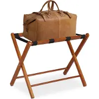 Relaxdays Porte-valises pliable , porte-bagages en bois, D x L x H : 54,5 x 66 x 44 cm, tabouret porte-valises pour l'hôtel et la maison, couleur naturelle