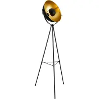 Lux.pro Lampadaire 'Angers' 158cm Lampadaire Tripode Lampe sur pied Projecteur de studio Trépied 1xE27 60W Métal Laiton-Noir